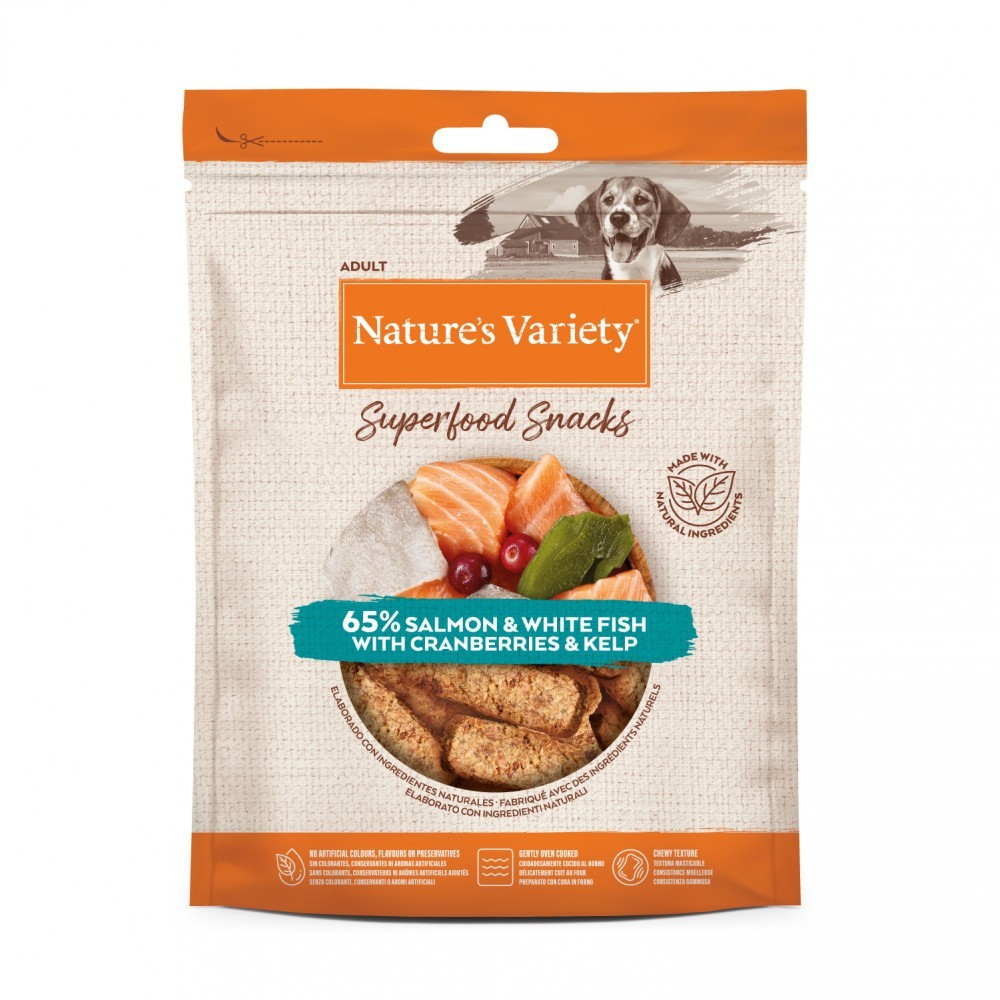 NV DOG SUPERFOOD SNACKS SALMON 85G