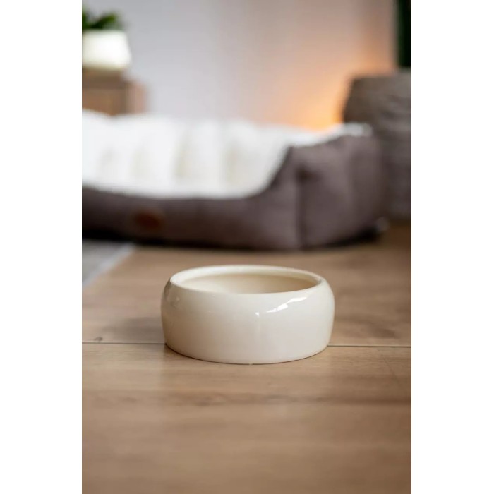 COMEDOURO EM CERAMICA P/PEQUENOS ANIMAIS COR BEGE 500ML