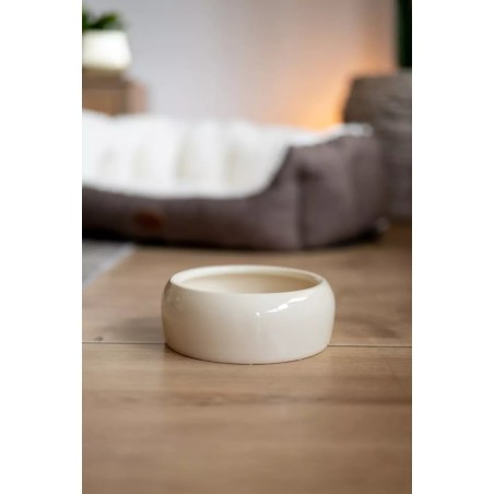 COMEDOURO EM CERAMICA P/PEQUENOS ANIMAIS COR BEGE 500ML