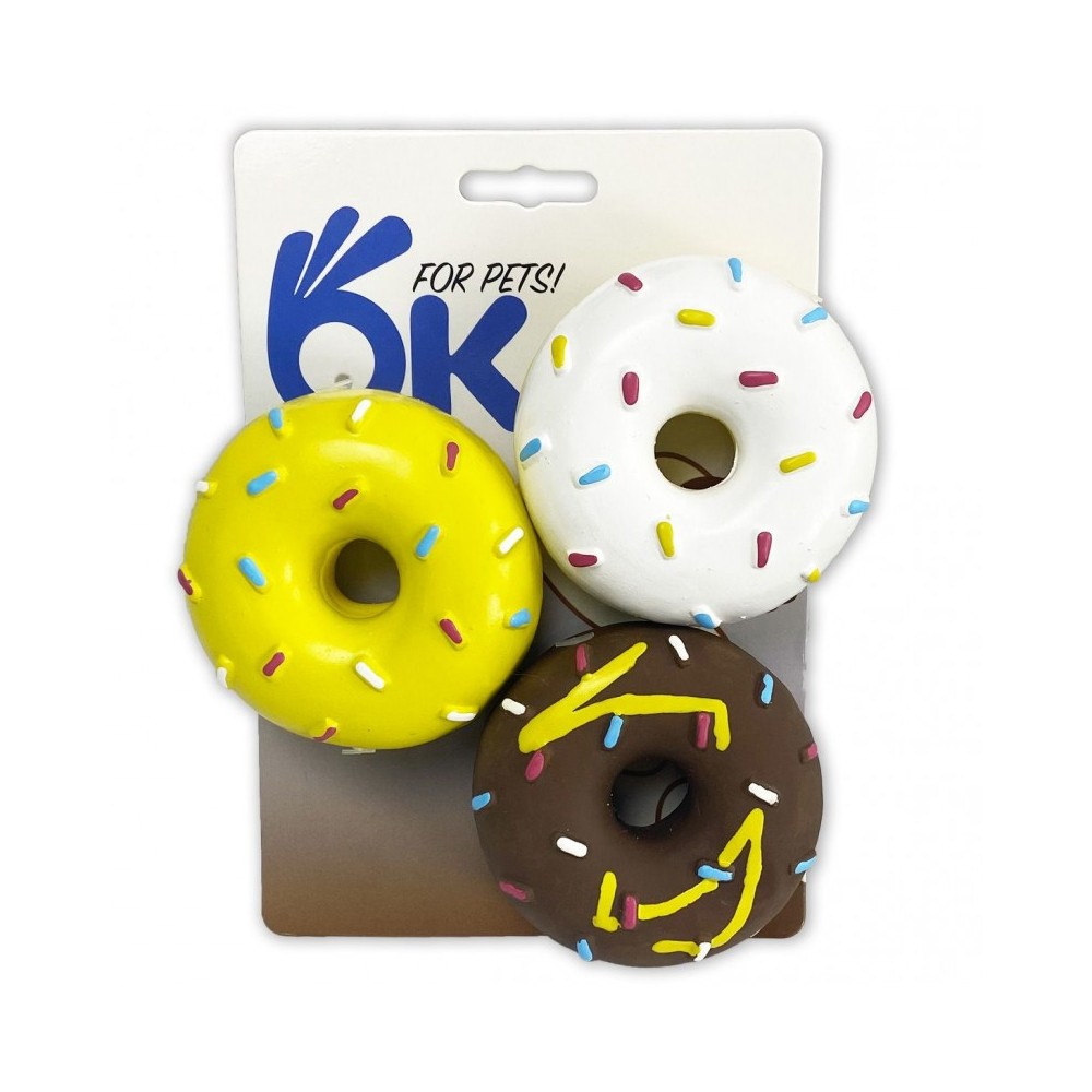 BRINQUEDO CONJUNTO DE 3 DONUTS PARA CAO 6,5X6,5X3CM