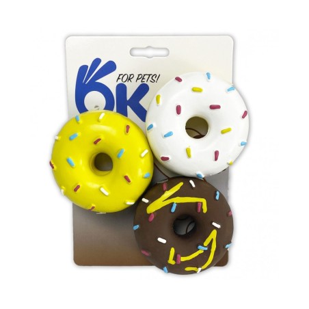 BRINQUEDO CONJUNTO DE 3 DONUTS PARA CAO 6,5X6,5X3CM