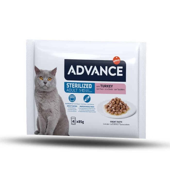 ADV CAT WET ADULT STERILIZED TURKEY MULTIPACK 4X85G