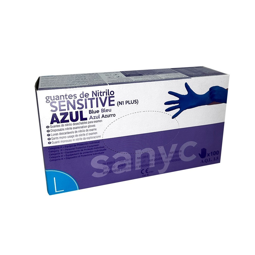 LUVA NITRILO AZUL SANIC SENSITIVE SEM PO TAMANHO G